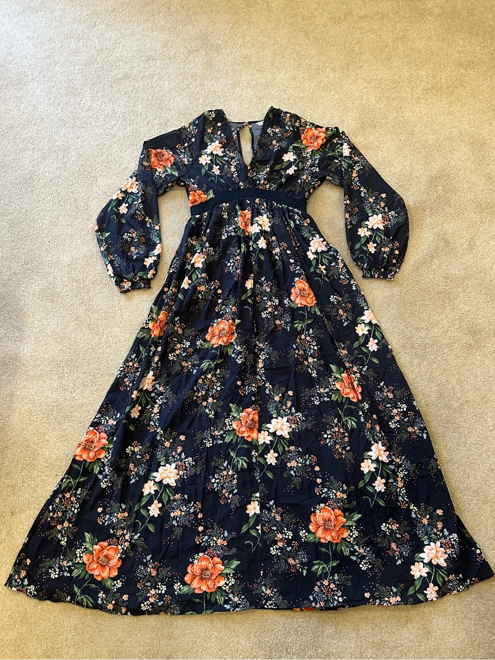 Unique Vintage Maxi Floral Evening Dress